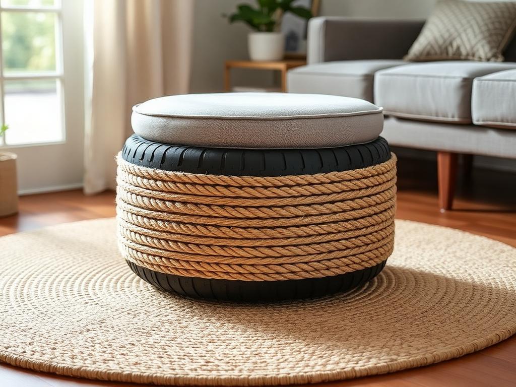 Ottoman made from upcycled material